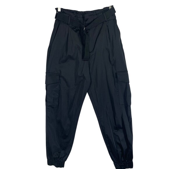 Zara women's black satin edgy sleek  Cargo Pants size med - Picture 1 of 11